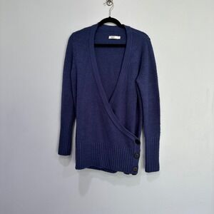 UGG Wrap Front Cardigan Sweater Womens Small‎ Blue Long Sleeve Knit Top